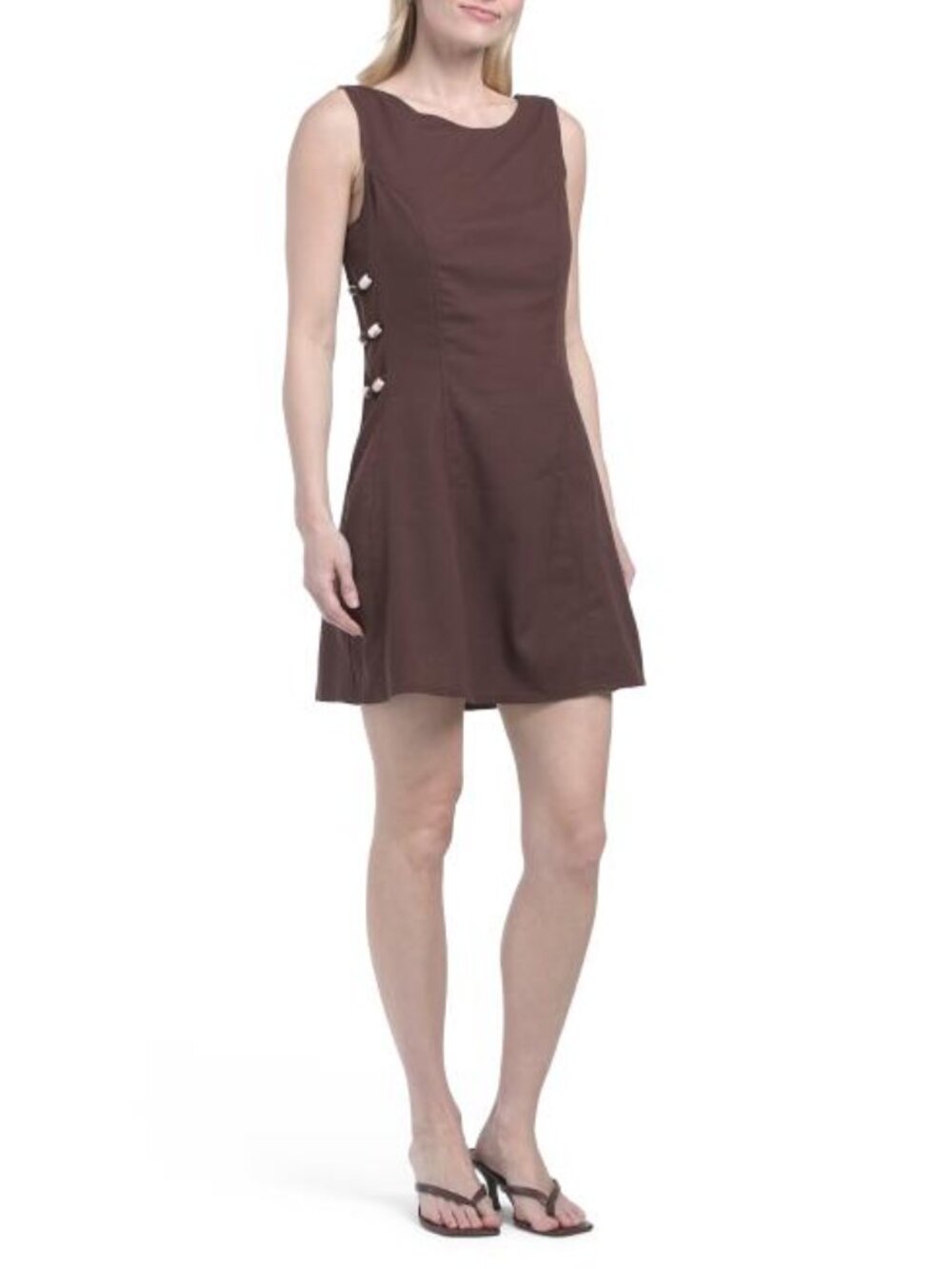 🔥ATLANTIC Linen Blend Bead Mini Shift Dress